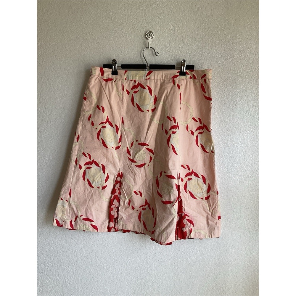 Odille‎ Size 12 Pink Red Aline Skirt Ruffle Details FLAW